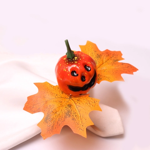 Servilleteros De Calabaza Hoja Arce Halloween Acción De Gracias Decoración Mesa Otoño Calabaza Linterna Aleación PP
