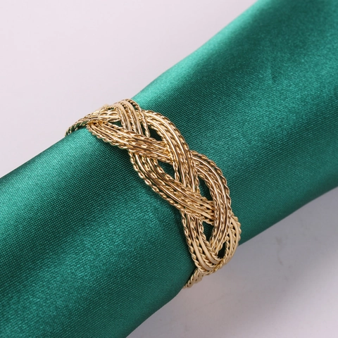 Braided Napkin Rings Alloy Metal Twisted Design Electroplated Gold Table Decoration For Wedding Hotel Banquet