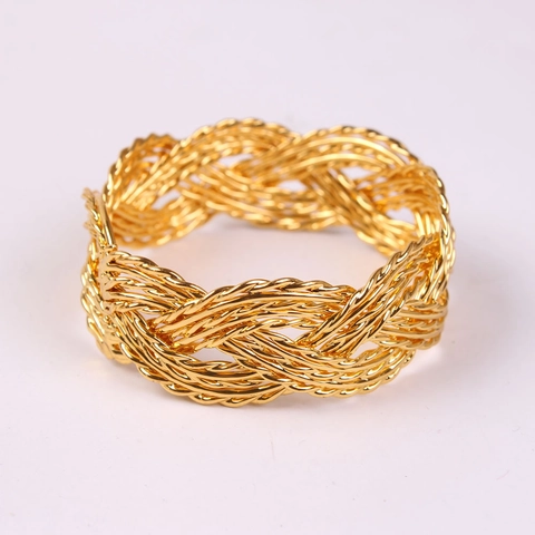 Braided Napkin Rings Alloy Metal Twisted Design Electroplated Gold Table Decoration For Wedding Hotel Banquet
