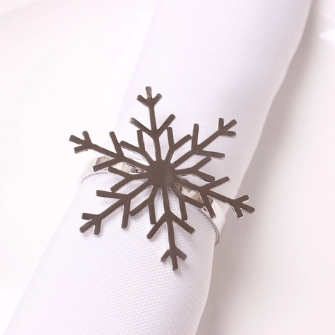Servilletero Copo De Nieve Metal Galvanizado Decoración De Mesa Navidad Para Banquete De Invierno Cena De Gala