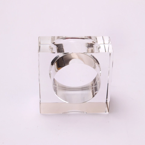 Ronds De Serviette Carrés En Verre Cristal Clair Boucle De Serviette Pour Décoration De Table Mariage Géométrique