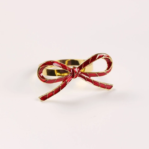 Bowknot Enamel Alloy Napkin Rings Metal Napkin Buckles For Wedding Party Dining Table Decoration Elegant Holiday Decor