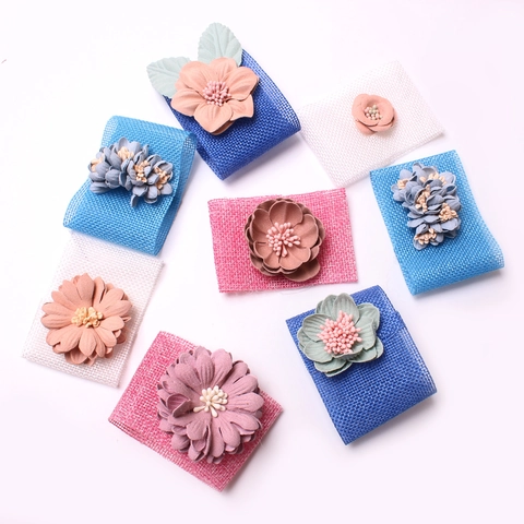 Napkin Rings Burlap Fabric Flower Handmade Rustic Floral Buckle For Christmas Wedding Dinner Table Party Decor