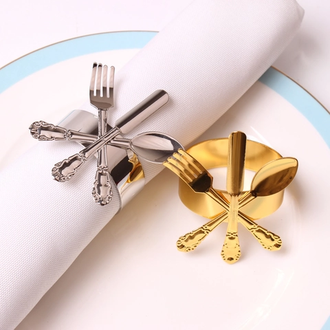 Metal Napkin Rings Creative Cutlery Design Fork Knife Spoon Napkin Buckle For Wedding Party Dinner Table Decoration Jewelry
