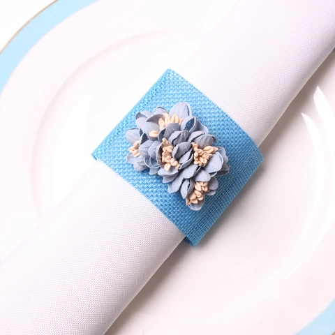 Napkin Rings Burlap Fabric Flower Handmade Rustic Floral Buckle For Christmas Wedding Dinner Table Party Decor