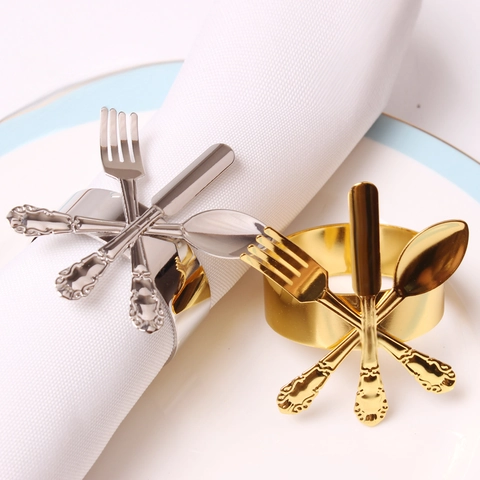 Metal Napkin Rings Creative Cutlery Design Fork Knife Spoon Napkin Buckle For Wedding Party Dinner Table Decoration Jewelry