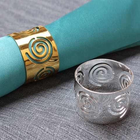 Metal Napkin Rings Hollow Spiral Design Modern Table Decoration For Hotel Wedding Dinner Party Gold Silver Tone
