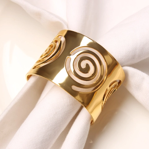 Metal Napkin Rings Hollow Spiral Design Modern Table Decoration For Hotel Wedding Dinner Party Gold Silver Tone