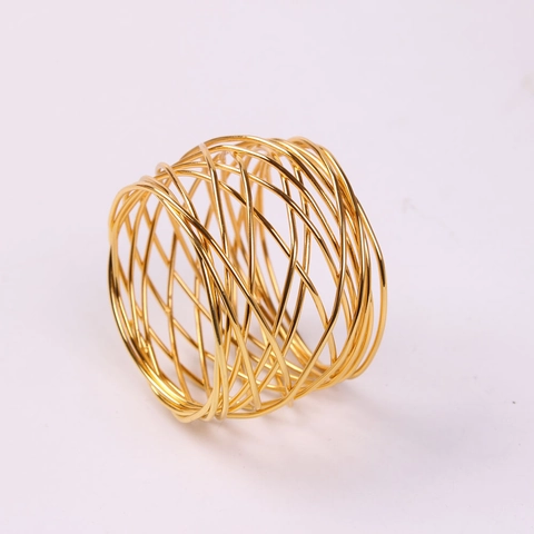 Napkin Rings Metal Wire Wrap Mesh Hollow Out Gold Plated Table Decoration Elegant Modern Wedding Dinner Parties