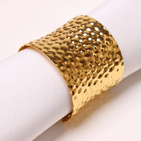 Hammered Metal Napkin Rings Zinc Alloy Open Design Gold Silver Buckles For Hotel Banquet Table Decor Modern Elegant