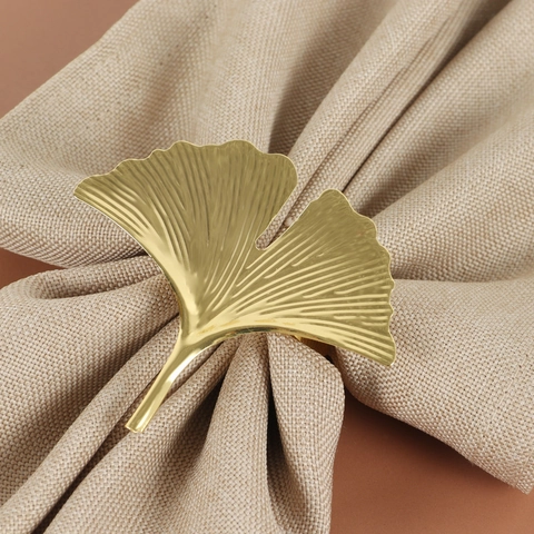 Ronds De Serviette Feuille De Ginkgo Métal Or Argent Décoration De Table Mariage Dîner Fête Vintage Creux