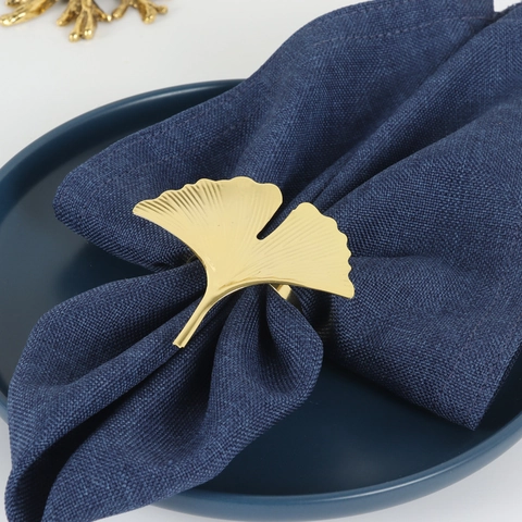 Ronds De Serviette Feuille De Ginkgo Métal Or Argent Décoration De Table Mariage Dîner Fête Vintage Creux