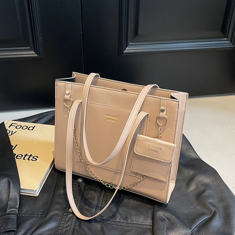 Glossy PU-Leder Damen Handtasche Große Kapazität Retro Tote Tasche Pendler Schultertasche Mit Reißverschluss Einfacher Stil