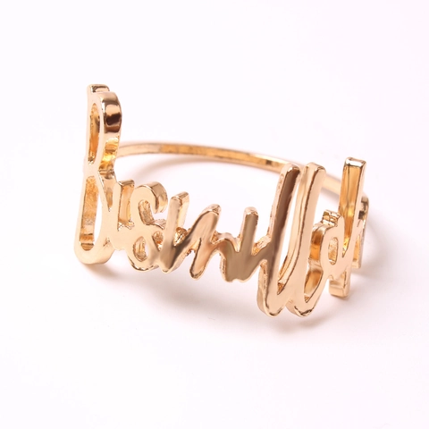 Zinc Alloy Napkin Rings Polished Gold Bismillah Family Alphabet Design Hollow Table Decoration Banquet Wedding