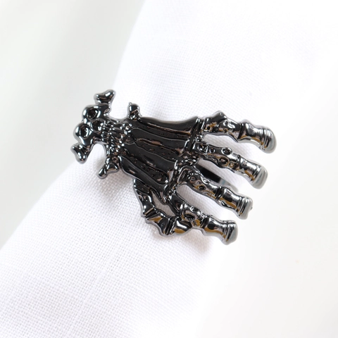 Halloween Skeleton Hand Napkin Rings Metal Gothic Skull Bat Holder Buckles For Table Decor Party