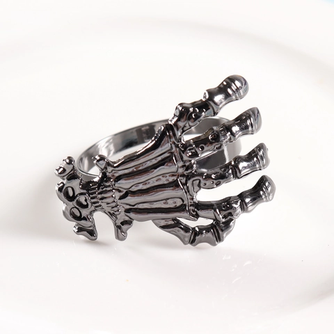 Halloween Gothic Metal Napkin Rings Skull Skeleton Hand Bat Shape Napkin Buckles For Halloween Party Dining Table Decor