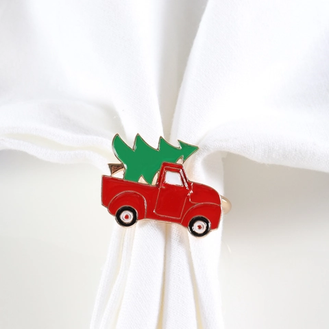 Christmas Metal Napkin Rings Alloy Rhinestone Enamel Tree Reindeer Snowflake Santa Clause Napkin Buckle For Dining Table Decor