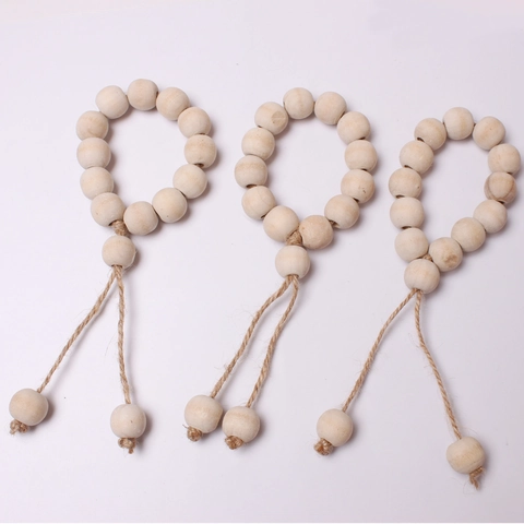 Wooden Bead Napkin Rings Handmade Wood Beads And Hemp Rope Tassel Bohemian Farmhouse Table Decoration Christmas Wedding