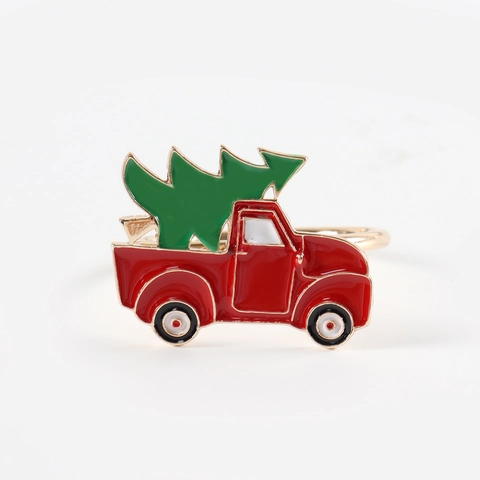 Christmas Metal Napkin Rings Alloy Rhinestone Enamel Tree Reindeer Snowflake Santa Clause Napkin Buckle For Dining Table Decor