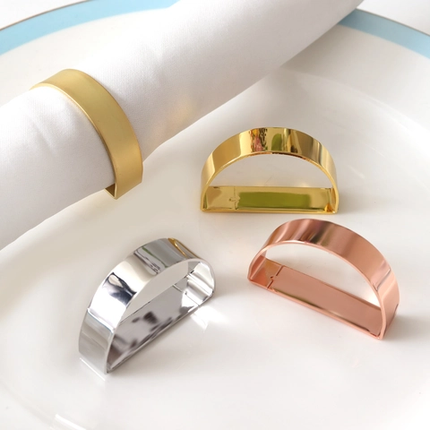 Modern Metal Napkin Rings D-Shaped Semi-Circle Minimalist Iron Napkin Buckle For Dining Table Wedding Party Decoration