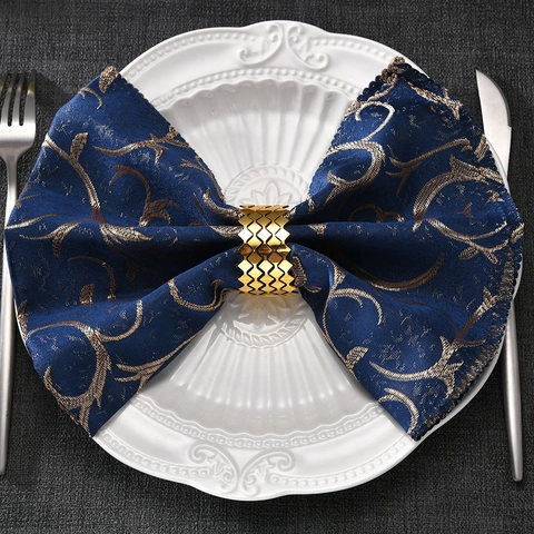 Ronds De Serviette En Métal Design Géométrique Creux Vague Pour Décoration De Table À Manger Mariage Fête Or Argent Noir