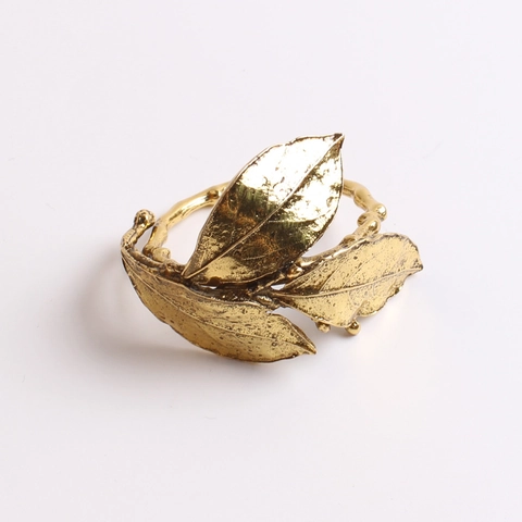 Ronds De Serviette Alliage Métal Forme De Feuille Branche D Olivier Or Antique Accessoire De Table Décoratif Pour Mariage Banquet Dîner Rétro