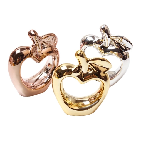 Metal Hollow Apple Heart Bird Shape Napkin Rings Gold Silver Rose Gold Electroplated Napkin Buckle For Wedding Party Dinner Decor
