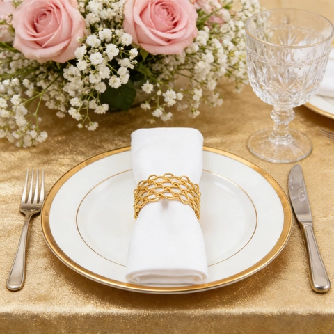 Serviettenringe Im Europäischen Stil Luxus Gewebtes Mesh Eisendraht Galvanisiert Für Hochzeit Abendessen Party Tischdekoration