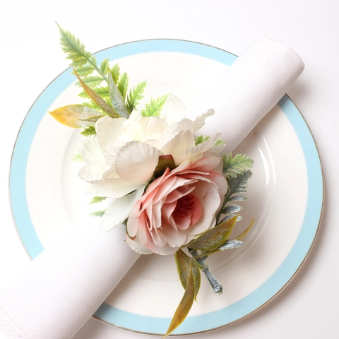 Artificial Rose Pumpkin Maple Leaf Metal Napkin Rings For Wedding Thanksgiving Halloween Party Table Decoration
