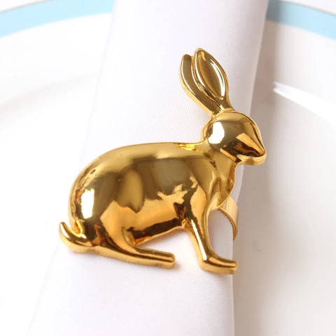 Rabbit Napkin Rings Zinc Alloy Bunny Shape Metal Holders For Thanksgiving Easter Harvest Festival Dining Table Decor
