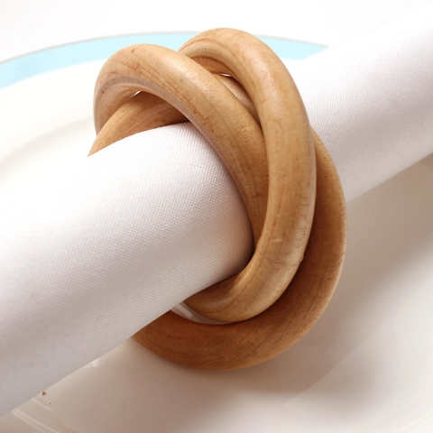 Portatovaglioli in Legno Naturale Minimalista Design a Cerchi Intrecciati Fibbia da Tavola Artigianale per Matrimonio Banchetto