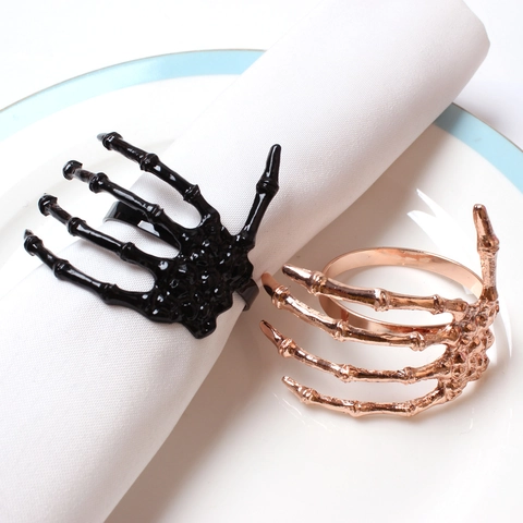 Halloween Napkin Rings Metal Skeleton Hand Skull Bat Shape Gothic Dining Table Decoration Party Supplies