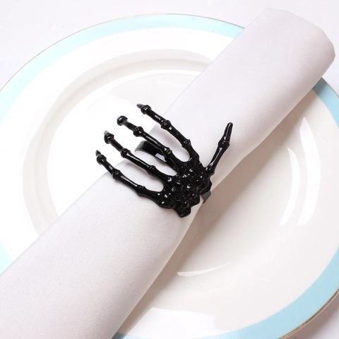 Halloween Napkin Rings Metal Skeleton Hand Skull Bat Shape Gothic Dining Table Decoration Party Supplies