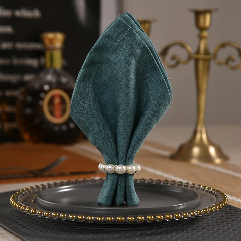 Handmade Beaded Artificial Pearl Napkin Rings With Rhinestones For Valentine Table Decor Wedding Banquet Dining Accessories
