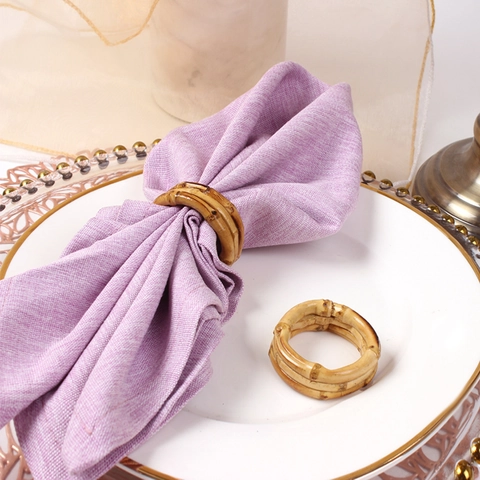 Bamboo Knot Napkin Rings Buckles For Dining Table Hotel Wedding Decor Coffee Brown Rustic Simulation Style