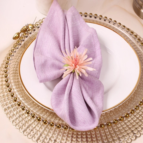 Simulated Flower Napkin Ring Floral Napkin Buckle With Straw Woven Ring For Wedding Christmas Dining Table Decoration Party Favor