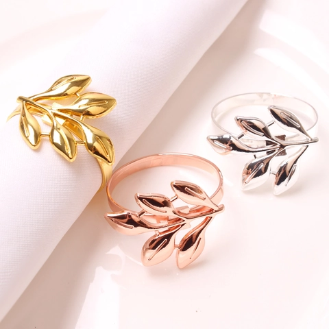 Leaf Branch Napkin Rings Metal Alloy Decorative Buckles For Hotel Wedding Dinner Table Decoration