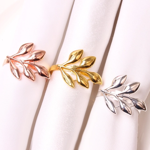 Leaf Branch Napkin Rings Metal Alloy Decorative Buckles For Hotel Wedding Dinner Table Decoration