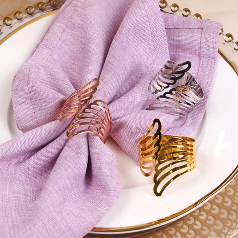 Angel Wing Feather Napkin Rings Zinc Alloy Napkin Holder Electroplated Gold Silver Rose Gold For Wedding Table Decor Party