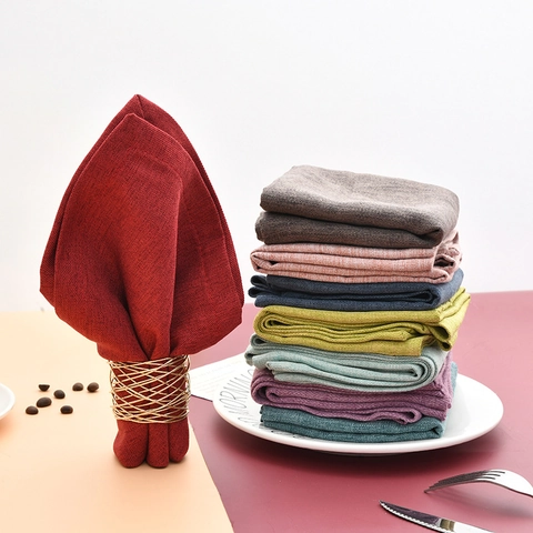Nordic Style Solid Color Linen Cotton Napkins Reusable Fabric Cloth Napkins For Hotel Wedding Banquet Dining Table Decor