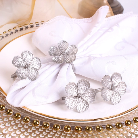 Eleganti Portatovaglioli in Metallo a Forma di Fiore Fibbia per Tovaglioli per Matrimonio Banchetto Tavola Oro Argento