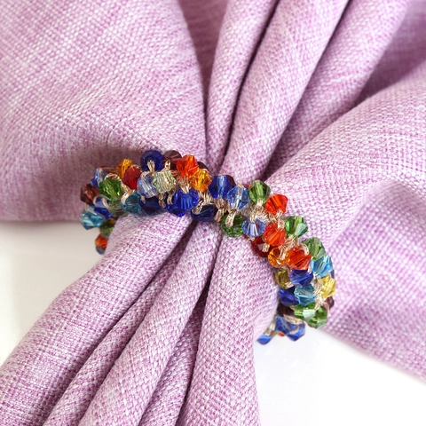 Rond De Serviette En Perles Cristal Facettées Boucle De Table Pour Mariage Noël Fête Dîner Fait Main Étincelant