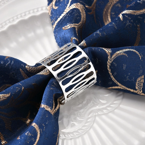 Metal Napkin Rings Hollow Geometric Oval Design Stainless Steel Napkin Buckles For Wedding Banquet Table Decoration