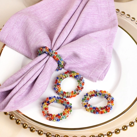 Rond De Serviette En Perles Cristal Facettées Boucle De Table Pour Mariage Noël Fête Dîner Fait Main Étincelant