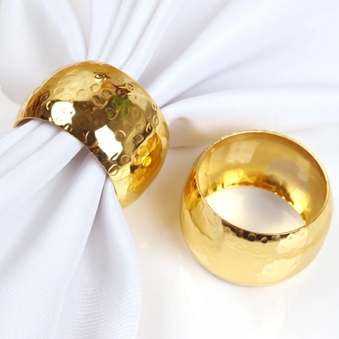 Modern Hammered Metal Napkin Rings Gold Silver Drum Shape Napkin Buckles For Dining Table Wedding Banquet Home Decor
