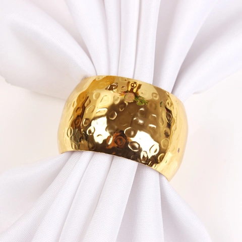 Modern Hammered Metal Napkin Rings Gold Silver Drum Shape Napkin Buckles For Dining Table Wedding Banquet Home Decor