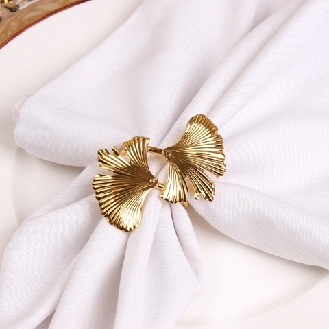 Ginkgo Leaf Napkin Rings Zinc Alloy Gold Plated Luxury Elegant Table Decor For Wedding Hotel Banquet Dining Table Modern