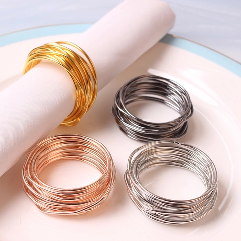 Metal Wire Wrapped Napkin Rings Electroplated Creative Spiral Design For Wedding Hotel Dinner Table Decoration
