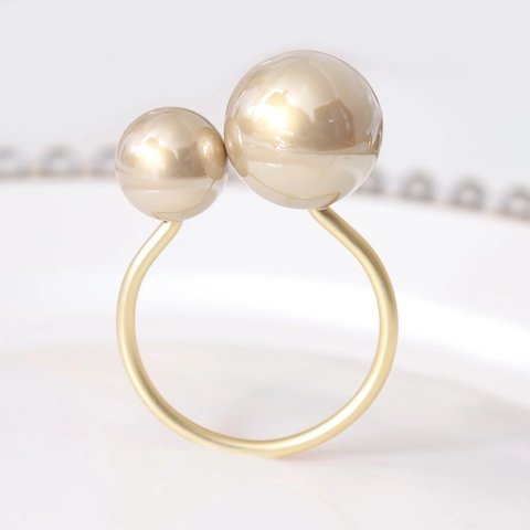 Servilletero de Aleación Minimalista Moderno Con Doble Perla de Imitación Lujo Dorado Plateado Hebilla de Decoración Para Boda Banquete Restaurante Hotel