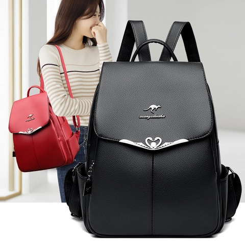 Zaino Da Donna Alla Moda In Pelle PU Grana Litchi Grande Capacità Cartella Semplice Stile Coreano Borsa Da Viaggio